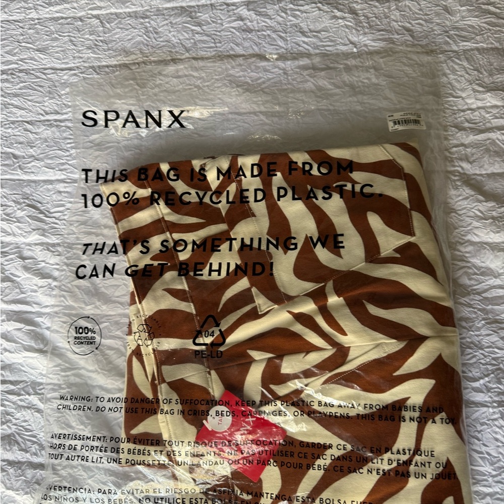 SPANX Brown and Cream Abstract Leggings